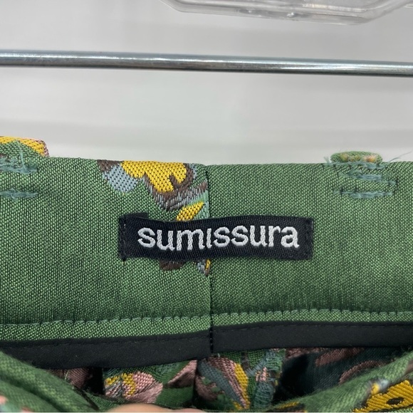 Sumissura floral jacquard green pants Sz 4 S - Picture 2 of 7